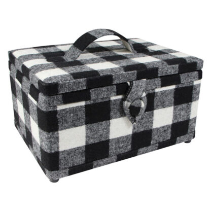 Vivace - Medium Sewing Basket - 30256330 - White/Black Plaid