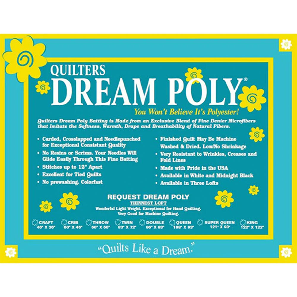 Batting - by the Meter - 92 in wide - Quilters Dream Poly - #4 Select - White