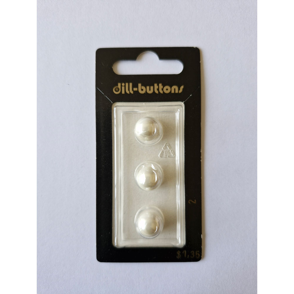 Button - 0002 - 10 mm - White - Ball - by Dill Buttons of America