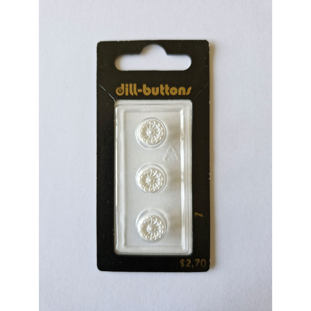 Button - 0007 - 10 mm - White - Flower - by Dill Buttons of America
