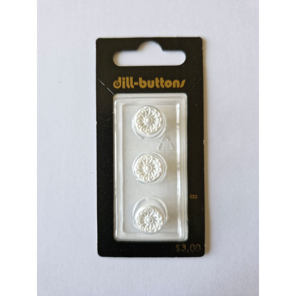 Button - 0008 - 11 mm - White - Flower - by Dill Buttons of America