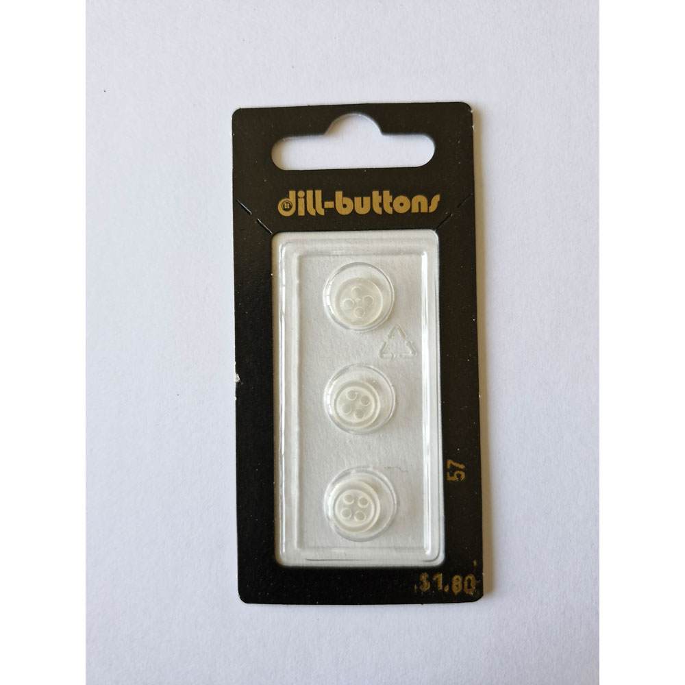 Button - 0057 - 10 mm - White - by Dill Buttons of America