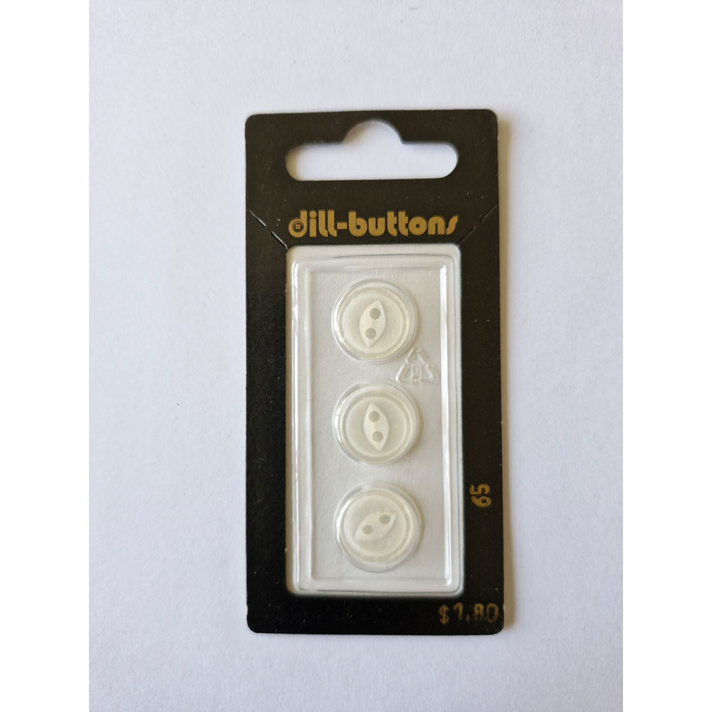 Button - 0065 - 13 mm - White - by Dill Buttons of America