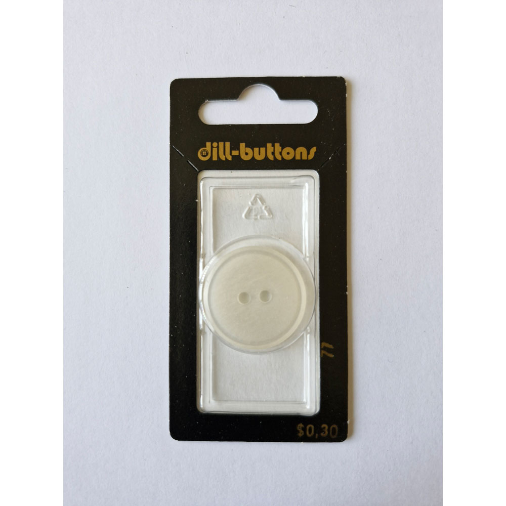 Button - 0077 - 25 mm - White - by Dill Buttons of America