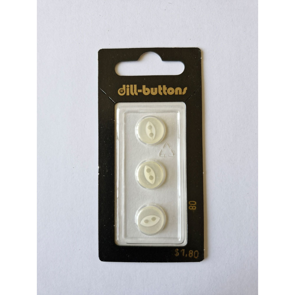 Button - 0080 - 11 mm - White - by Dill Buttons of America