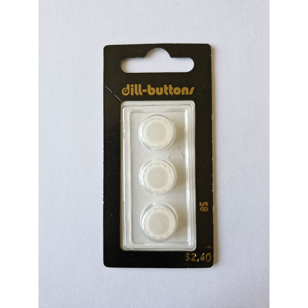 Button - 0085 - 13 mm - White - by Dill Buttons of America