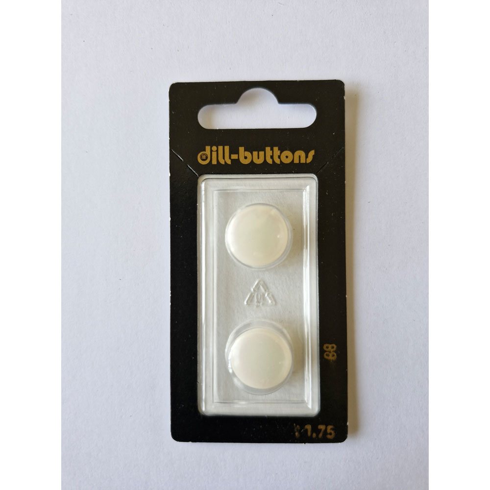 Button - 0088 - 15 mm - White - by Dill Buttons of America