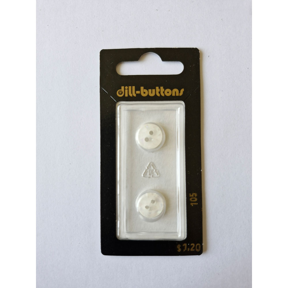 Button - 0105 - 11 mm - White - by Dill Buttons of America