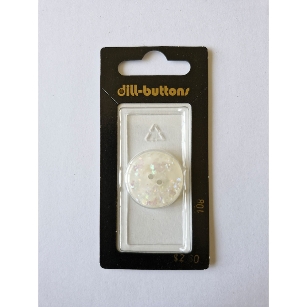 Button - 0108 - 23 mm - White - by Dill Buttons of America