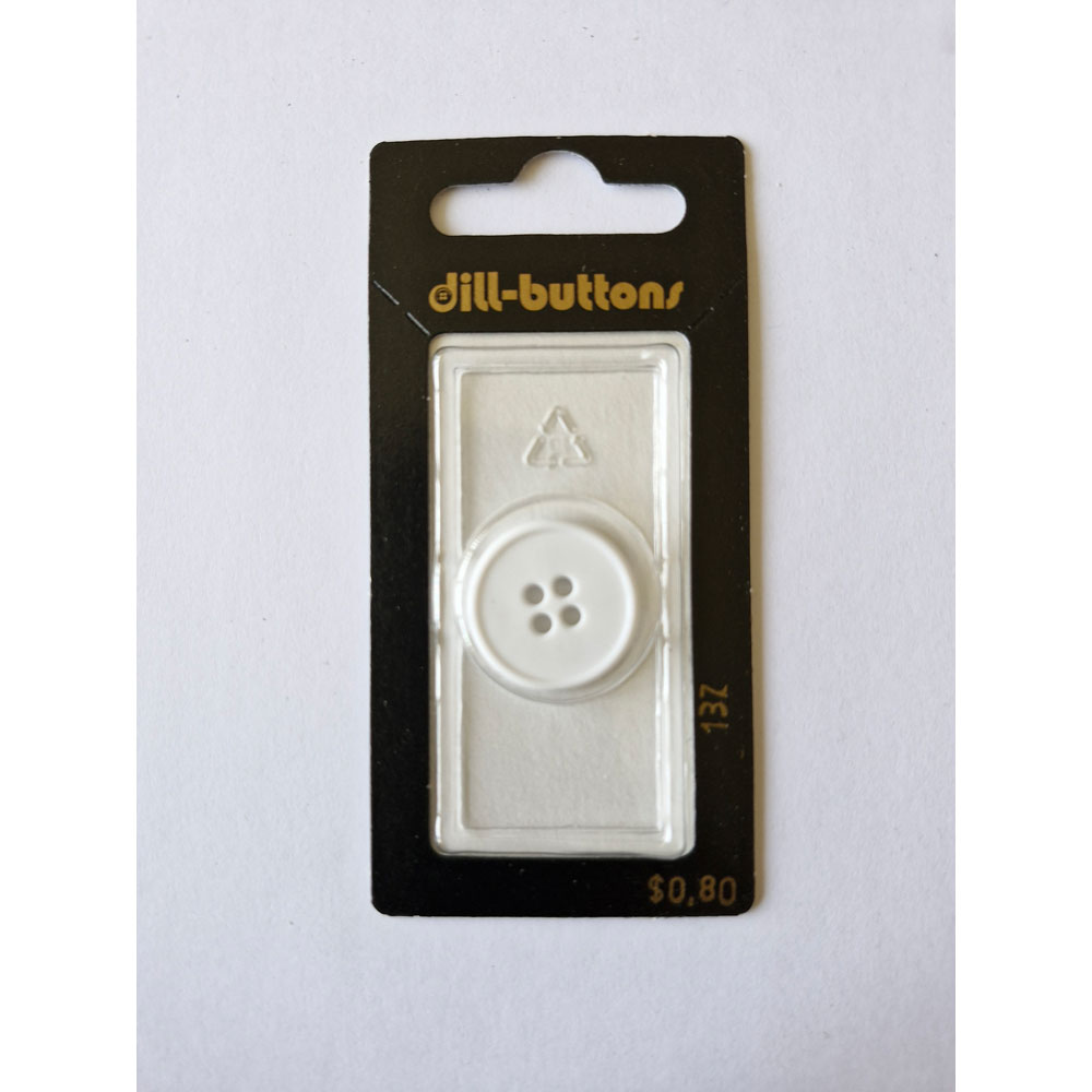 Button - 0137 - 20 mm - White - by Dill Buttons of America