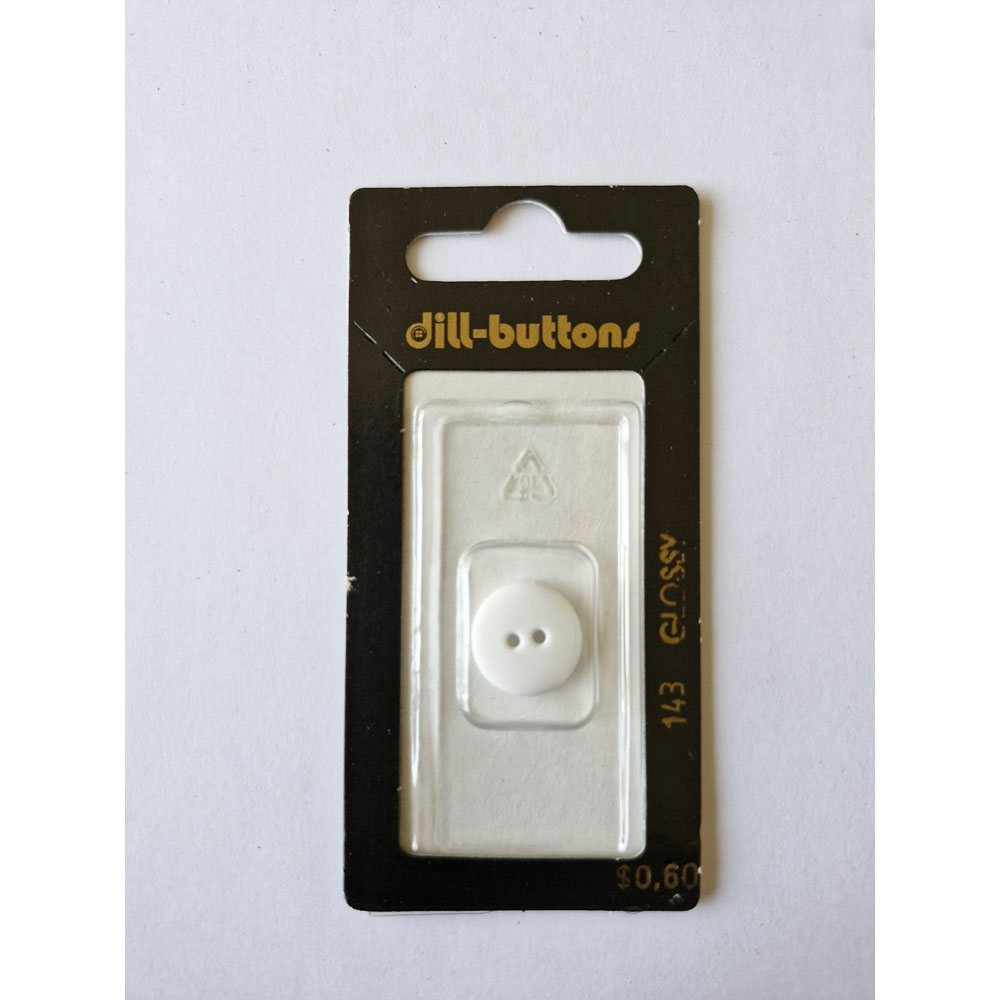 Button - 0143 - 14 mm - White - by Dill Buttons of America