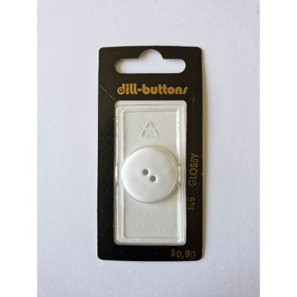 Button - 0145 - 23 mm - White - by Dill Buttons of America