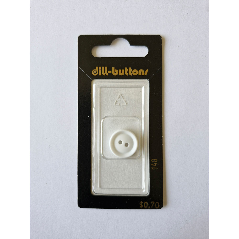 Button - 0148 - 15 mm - White - by Dill Buttons of America