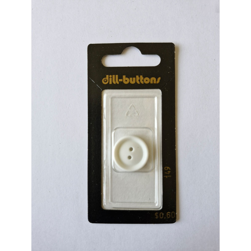 Button - 0149 - 18 mm - White - by Dill Buttons of America