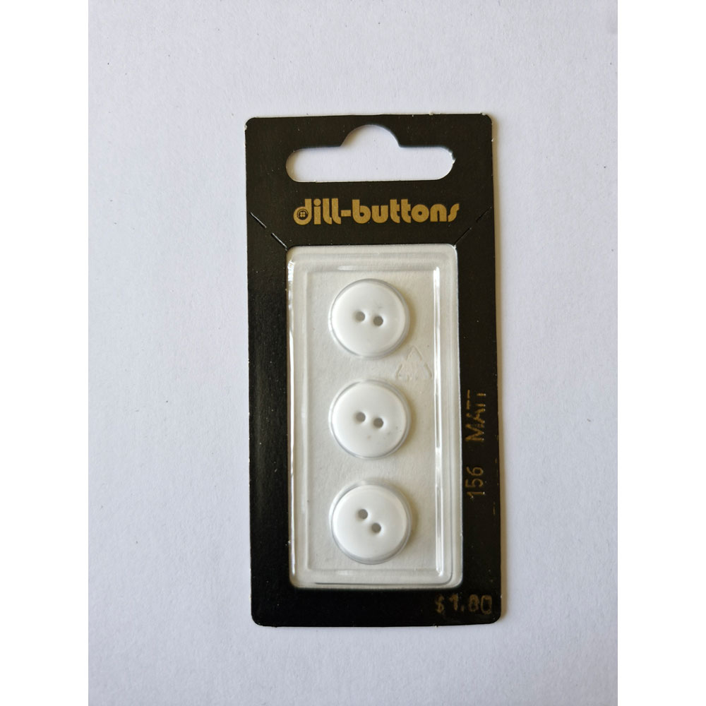 Button - 0156 - 13 mm - White - by Dill Buttons of America
