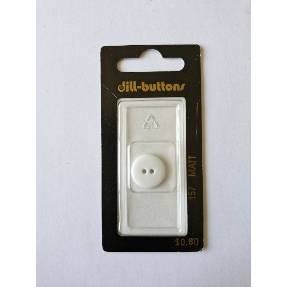 Button - 0157 - 15 mm - White - by Dill Buttons of America