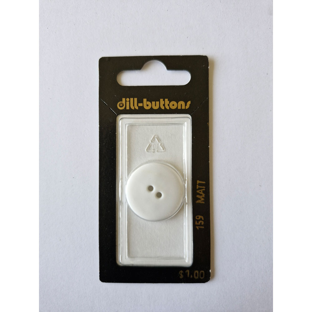 Button - 0159 - 23 mm - White - by Dill Buttons of America