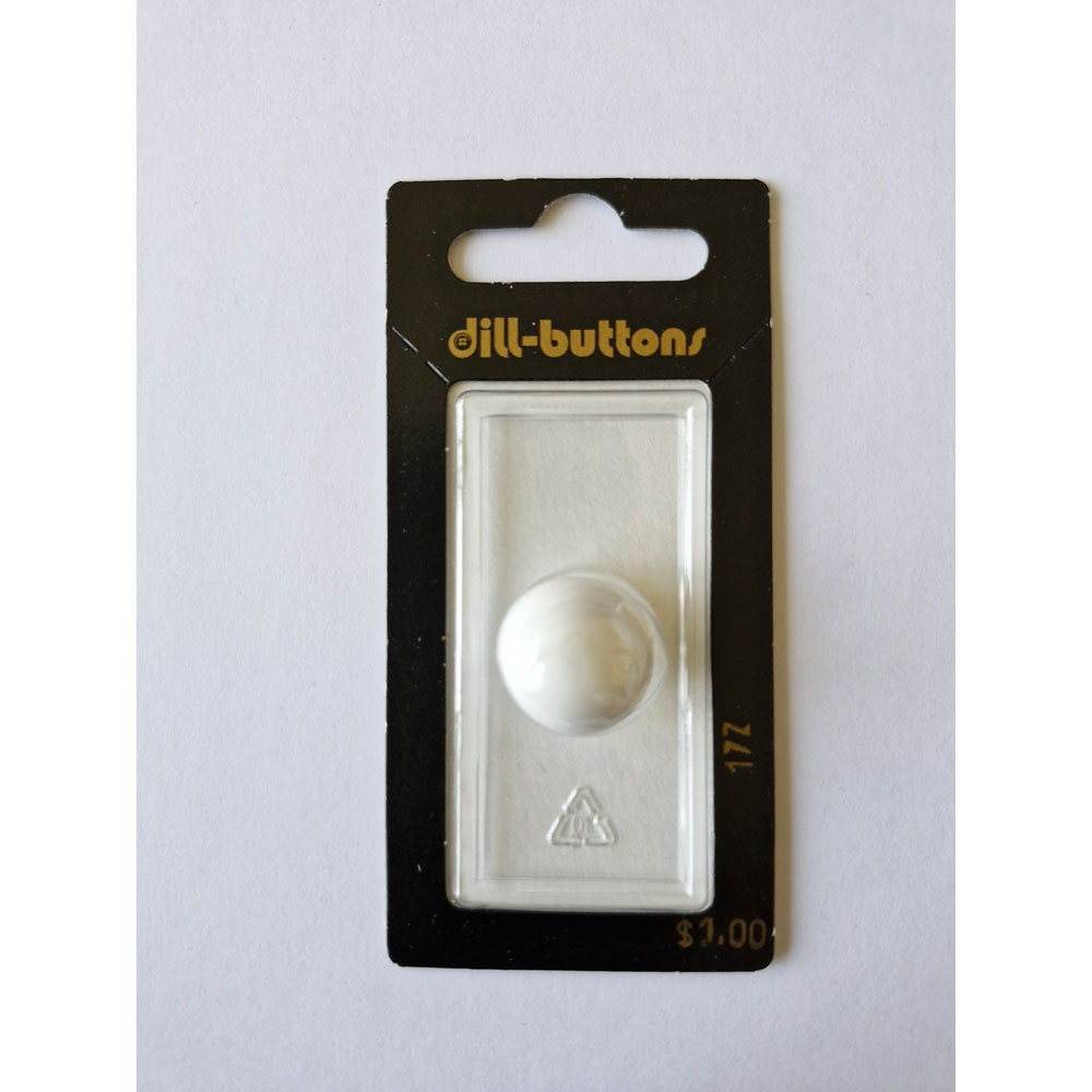 Button - 0177 - 18 mm - White - by Dill Buttons of America