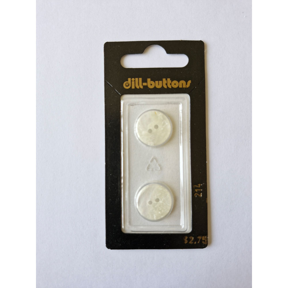 Button - 0214 - 15 mm - White - by Dill Buttons of America
