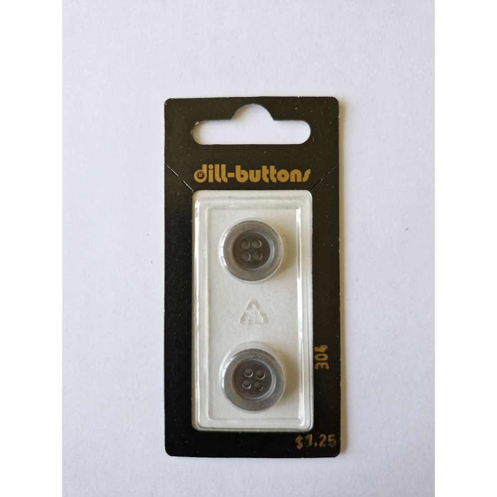 Button - 0304 - 15 mm - Grey - by Dill Buttons of America