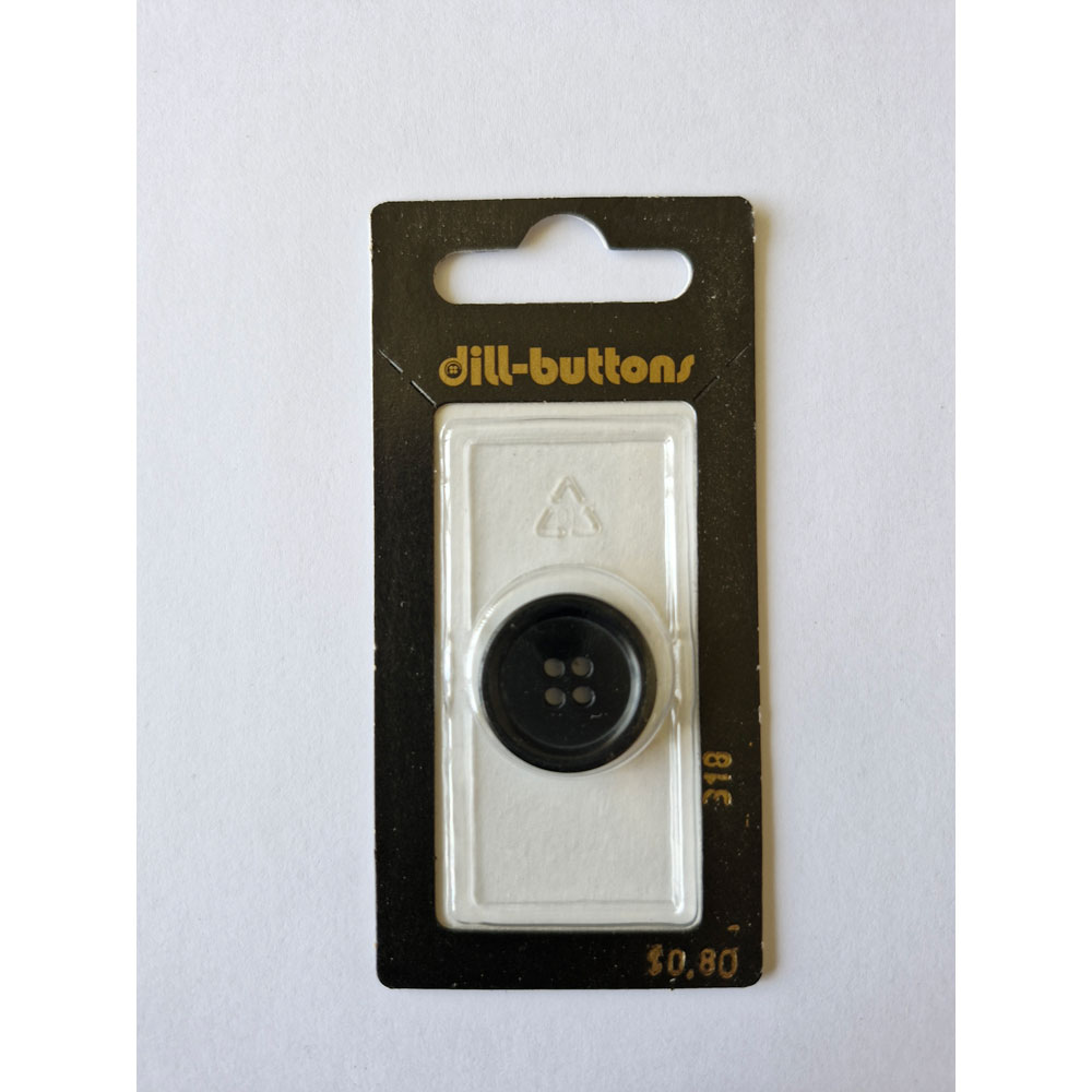 Button - 0318 - 20 mm - Black - by Dill Buttons of America