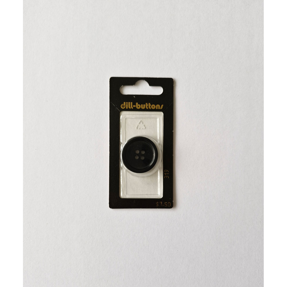 Button - 0319 - 25 mm - Black - by Dill Buttons of America