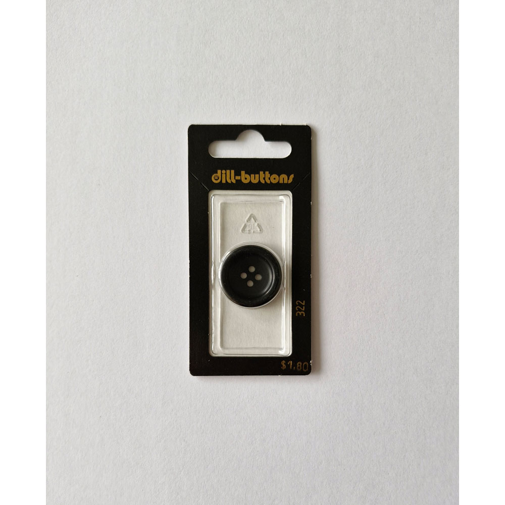 Button - 0322 - 23 mm - Black - by Dill Buttons of America