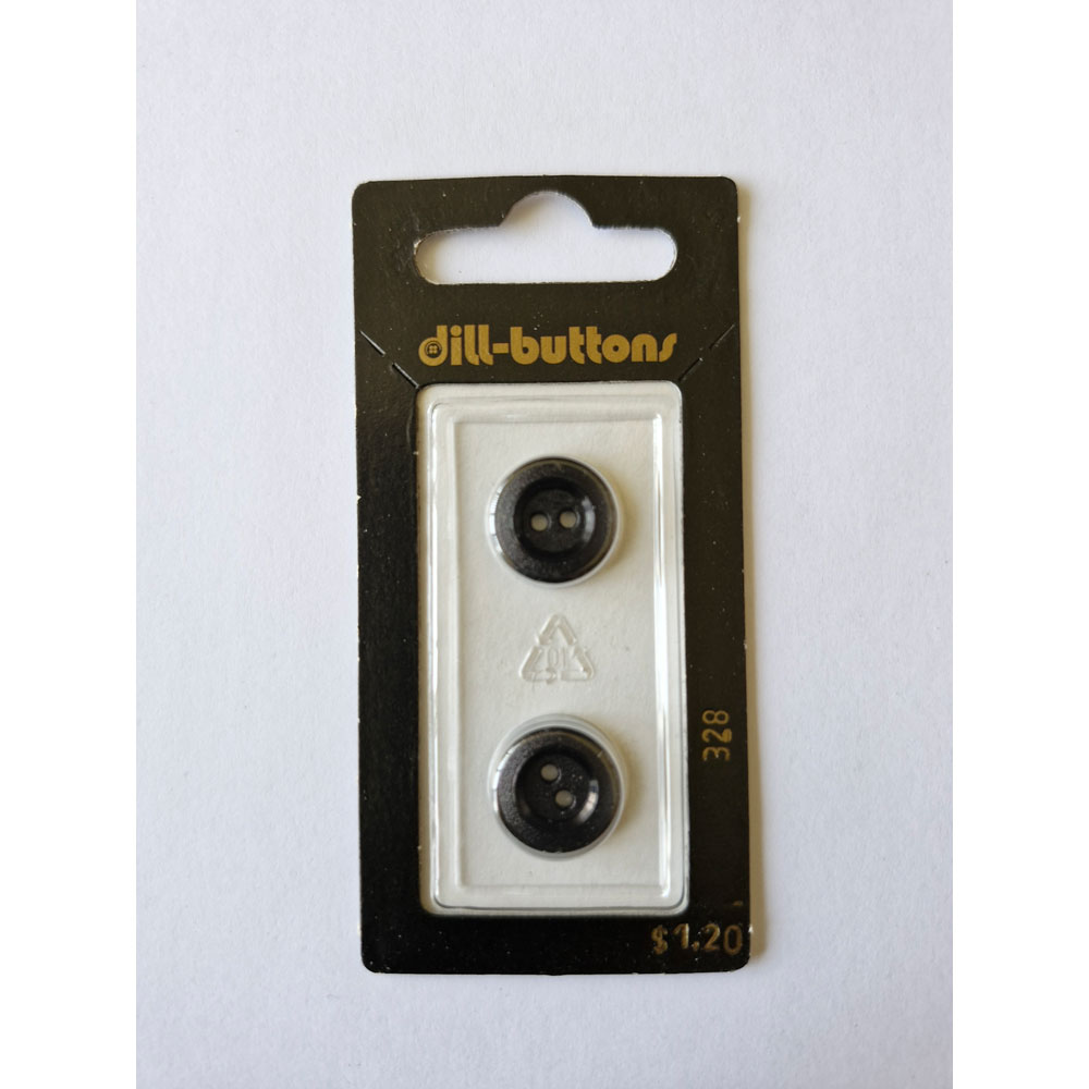 Button - 0328 - 15 mm - Black - by Dill Buttons of America