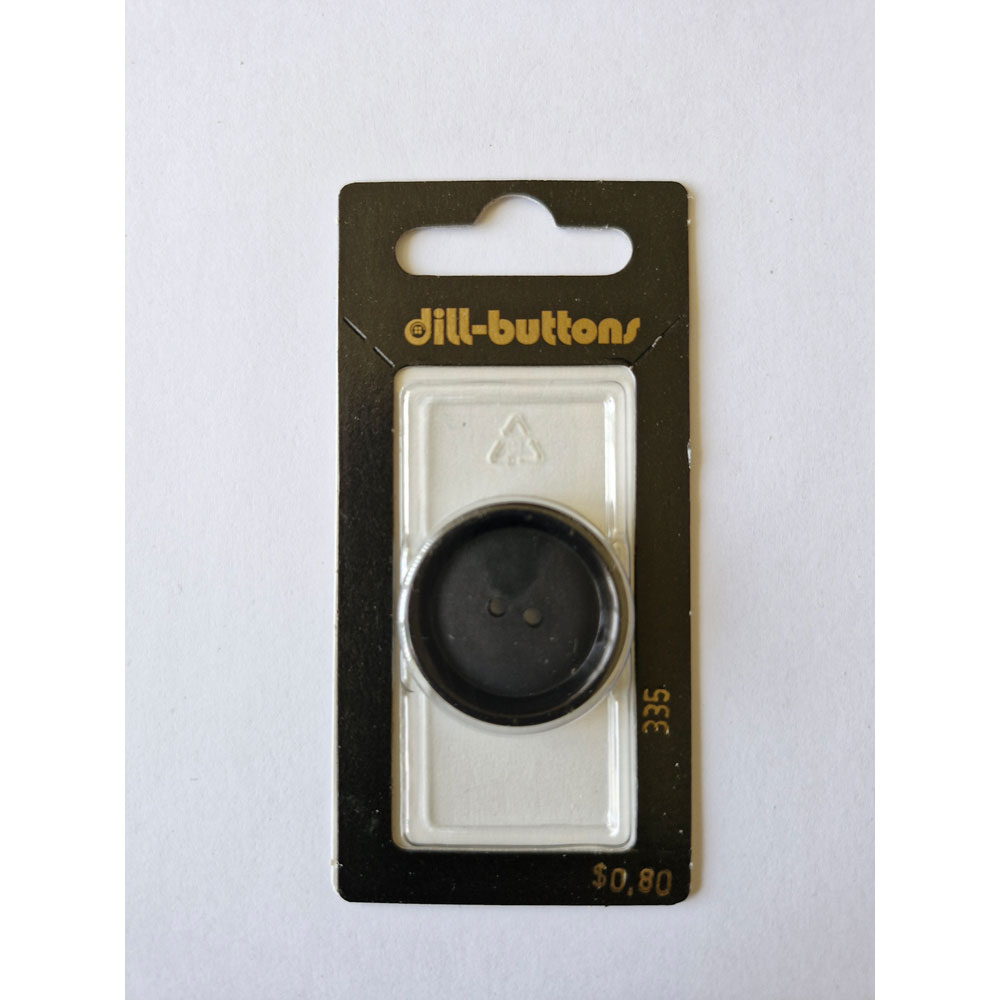 Button - 0335 - 28 mm - Black - by Dill Buttons of America