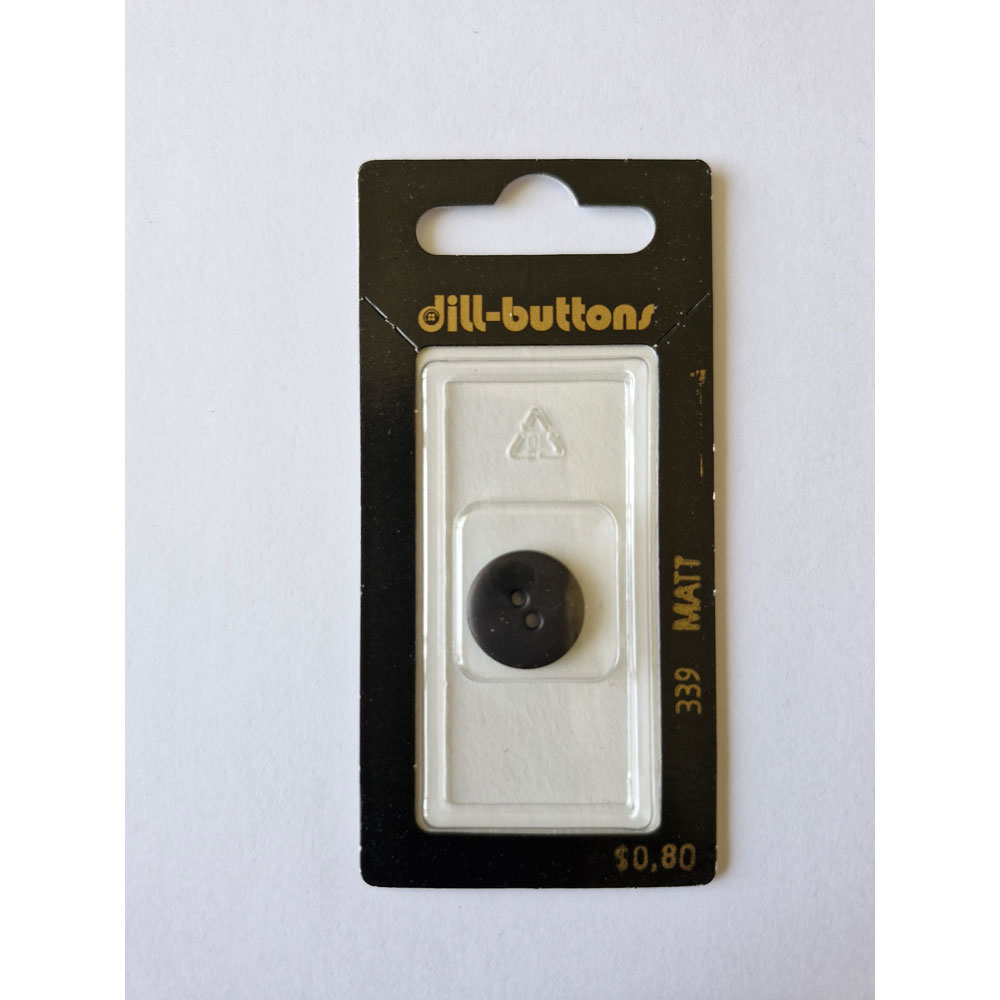 Button - 0339 - 15 mm - Black - Matt - by Dill Buttons of America