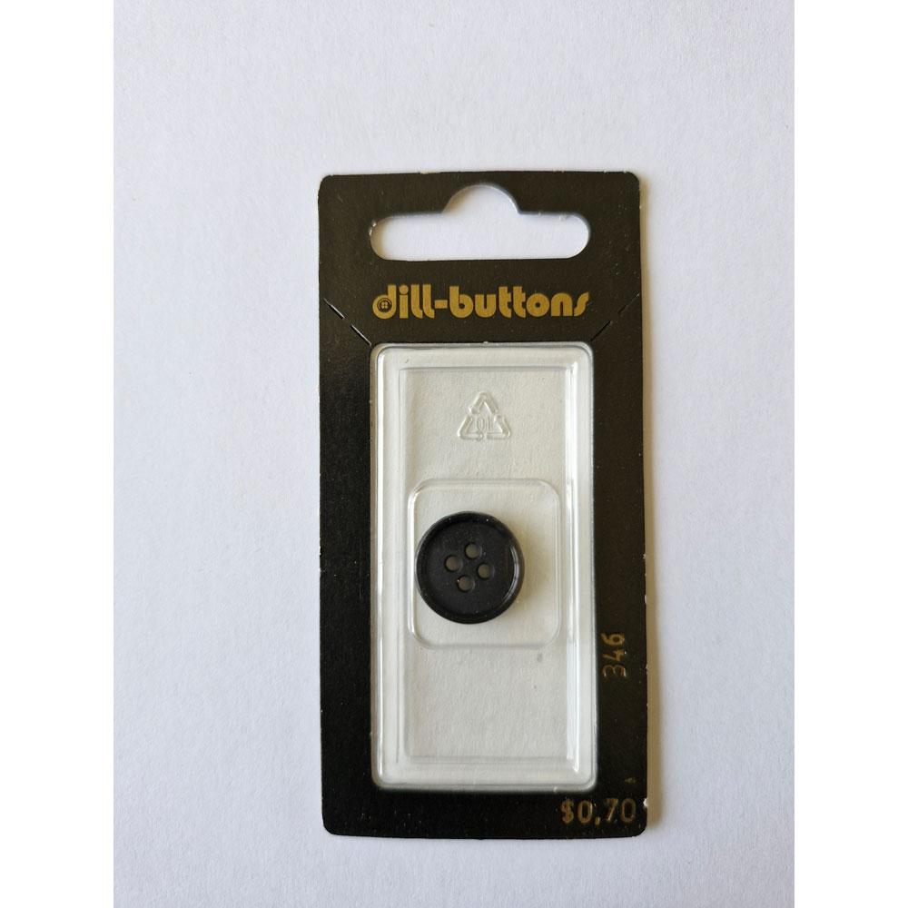 Button - 0346 - 15 mm - Black - Matt - by Dill Buttons of America