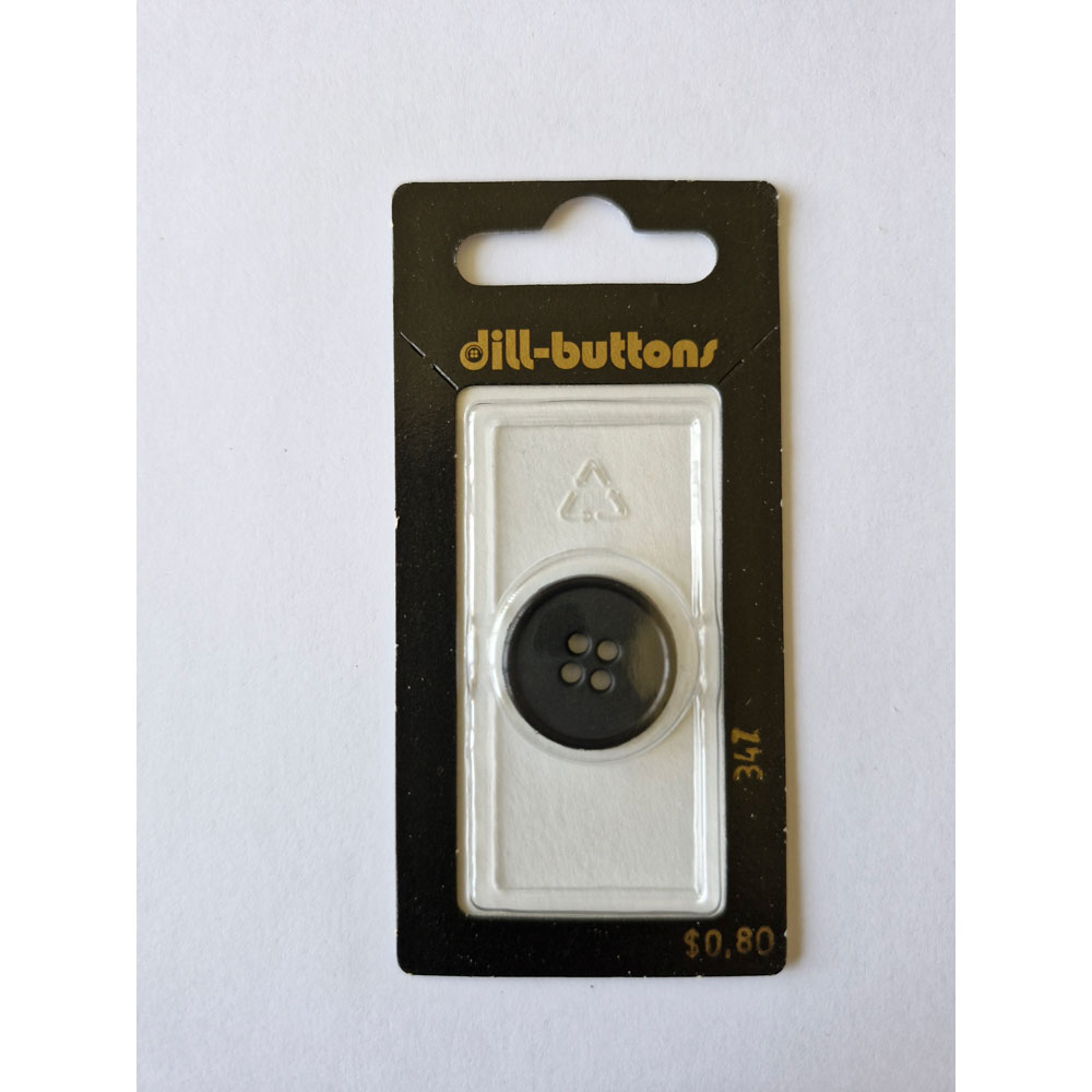 Button - 0347 - 20 mm - Black - Matt - by Dill Buttons of America