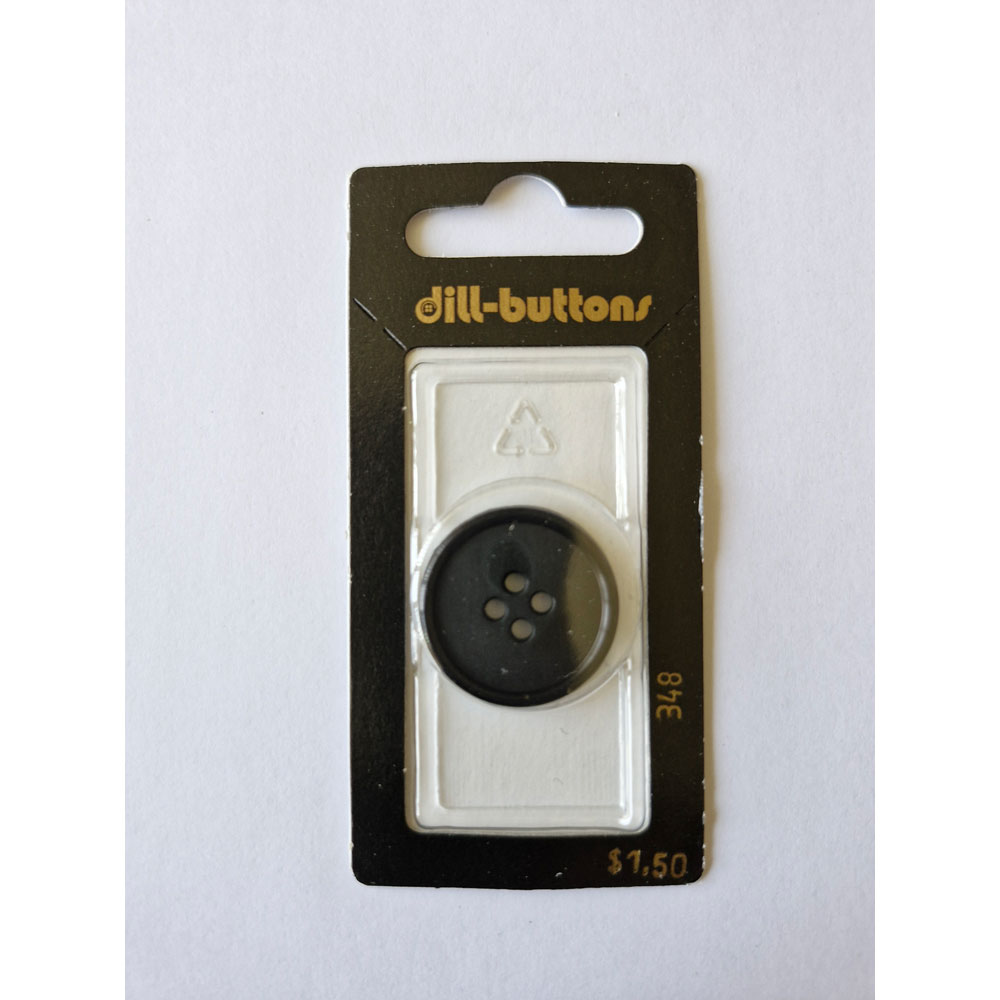 Button - 0348 - 25 mm - Black - by Dill Buttons of America