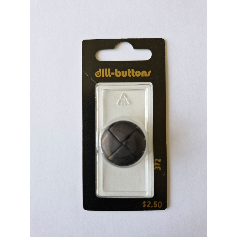 Button - 0372 - 23 mm - Black - Genuine Leather - by Dill Buttons of America