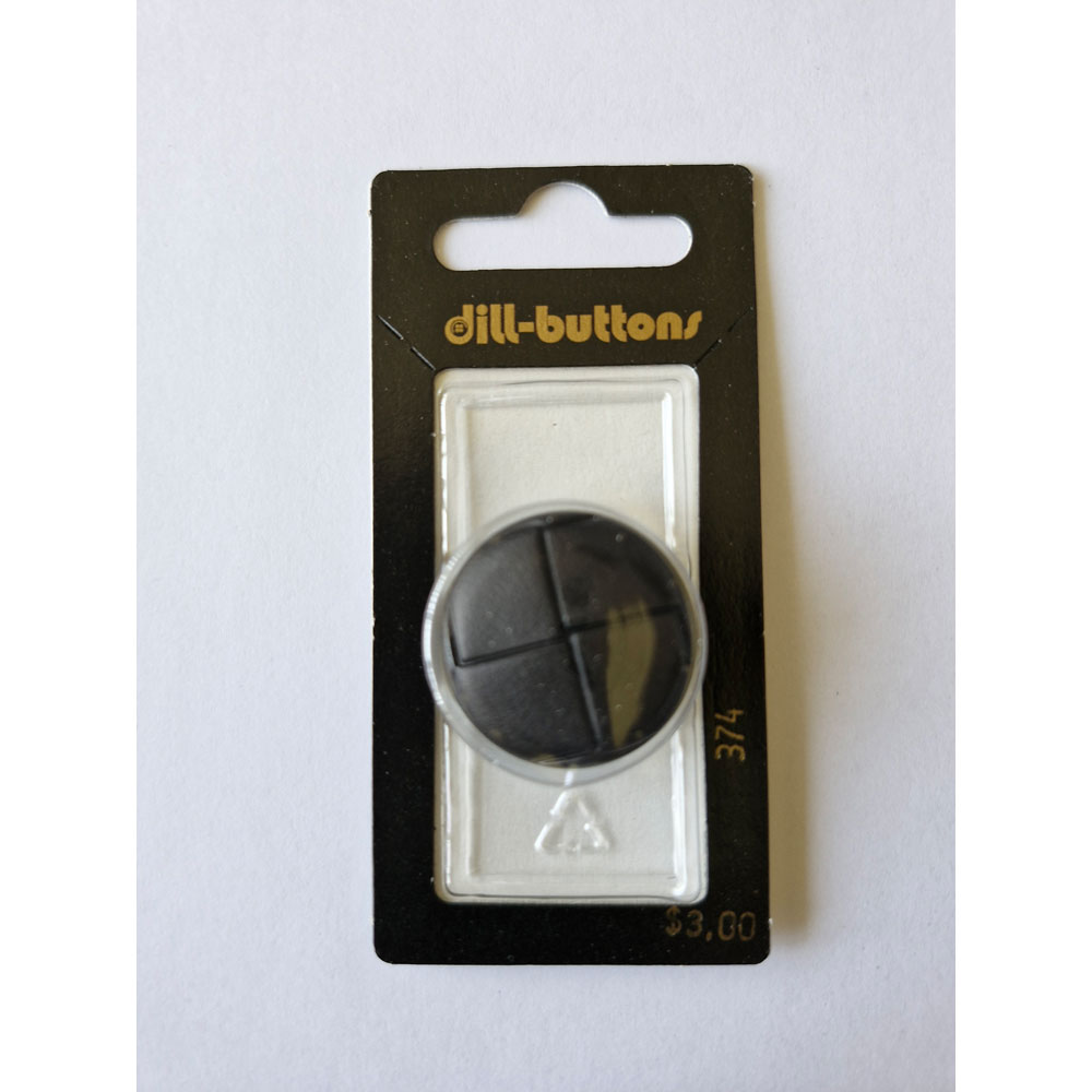 Button - 0374 - 28 mm - Black - Genuine Leather - by Dill Button