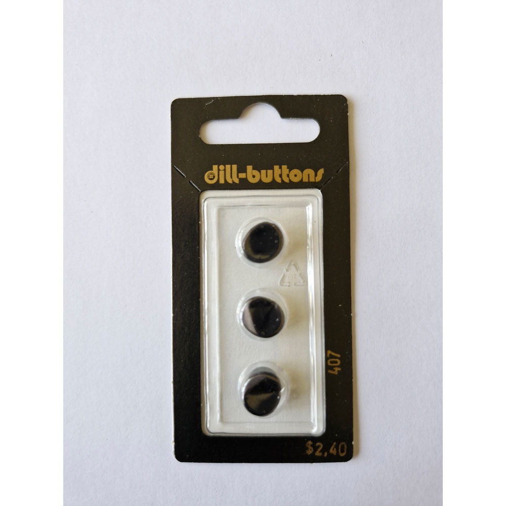 Button - 0407 - 11 mm - Black - by Dill Buttons of America