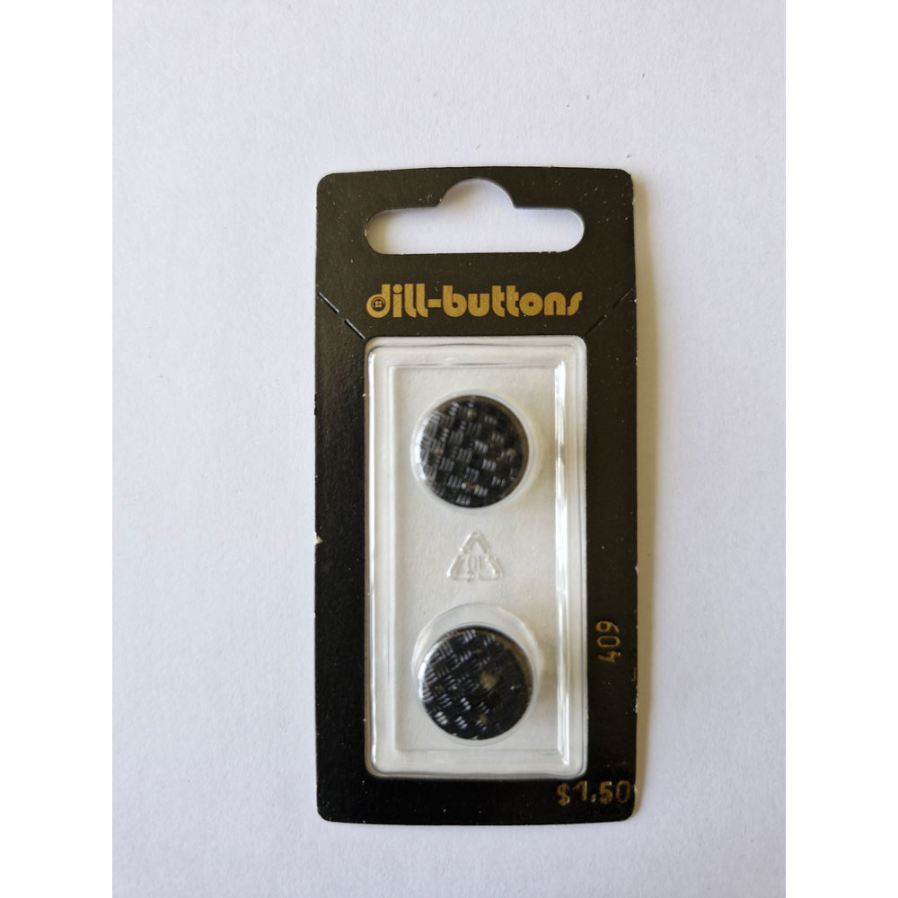 Button - 0409 - 15 mm - Black - by Dill Buttons of America