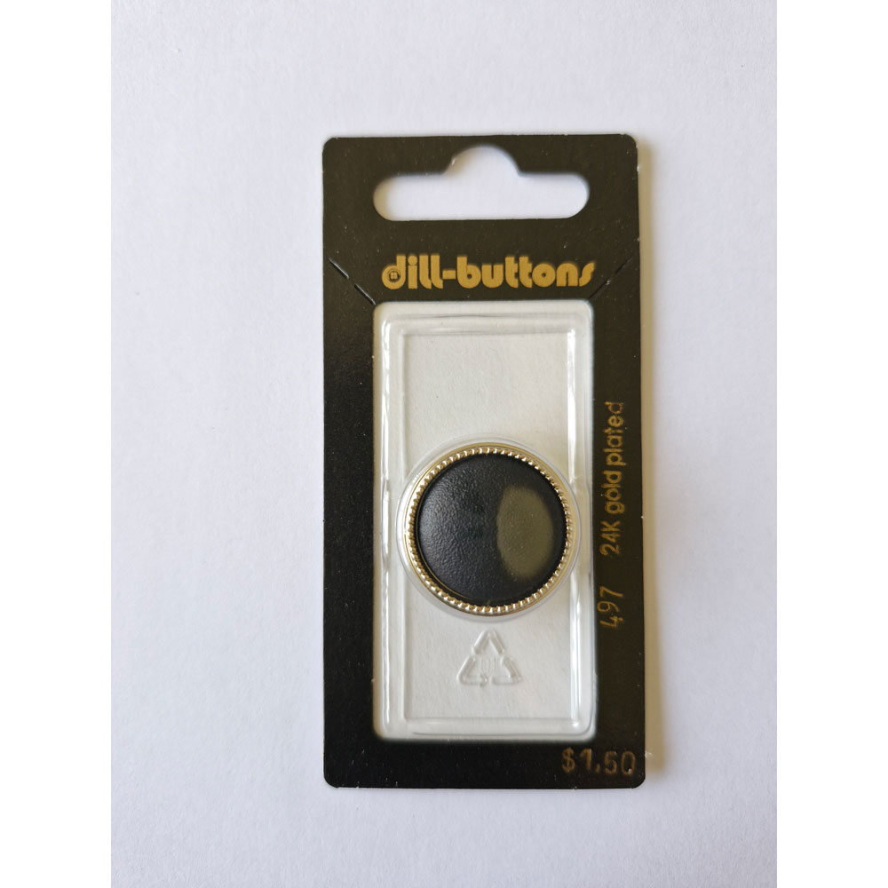 Button - 0497 - 23 mm - Black and gold - 24K Gold Plated - by Dill Buttons of America