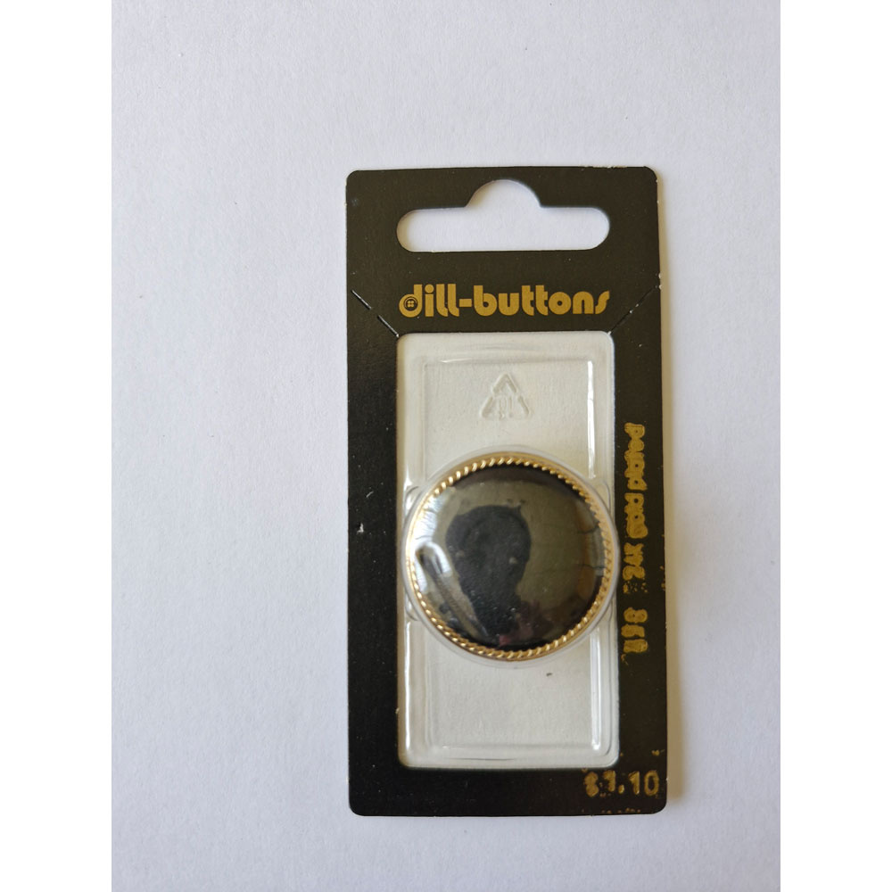 Button - 0498 - 28 mm - Black and gold - 24K Gold Plated - by Dill Buttons of America