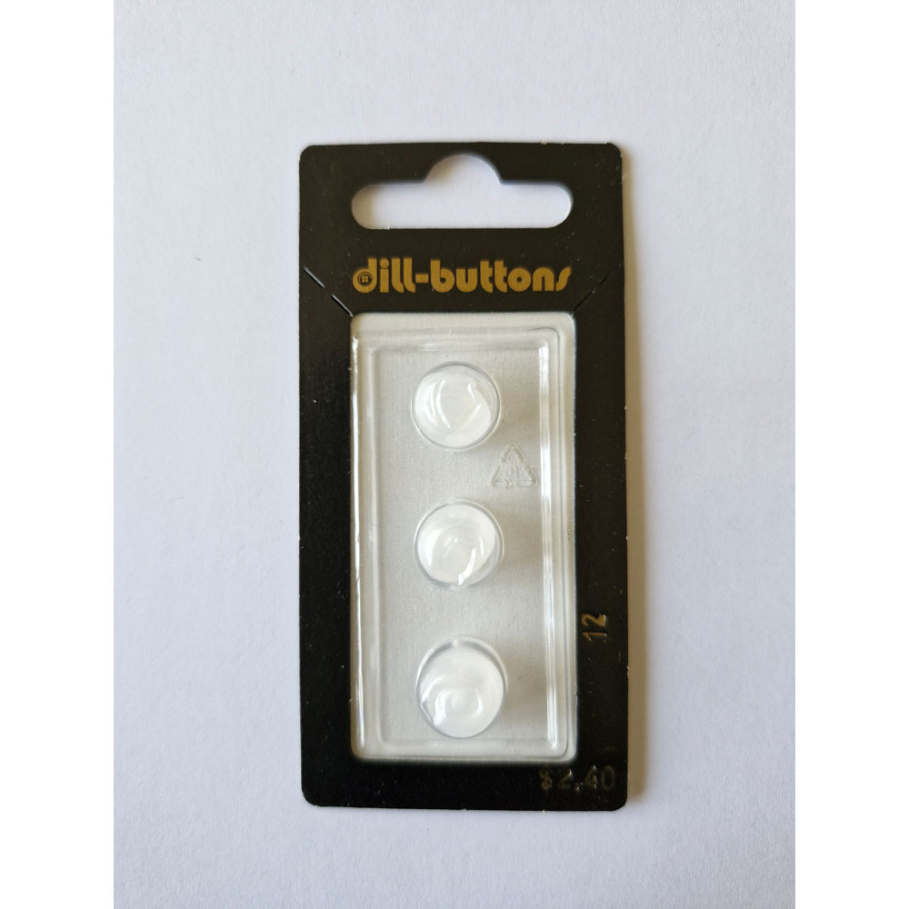 Button - 0012 - 11 mm - White - Ball - by Dill Buttons of America