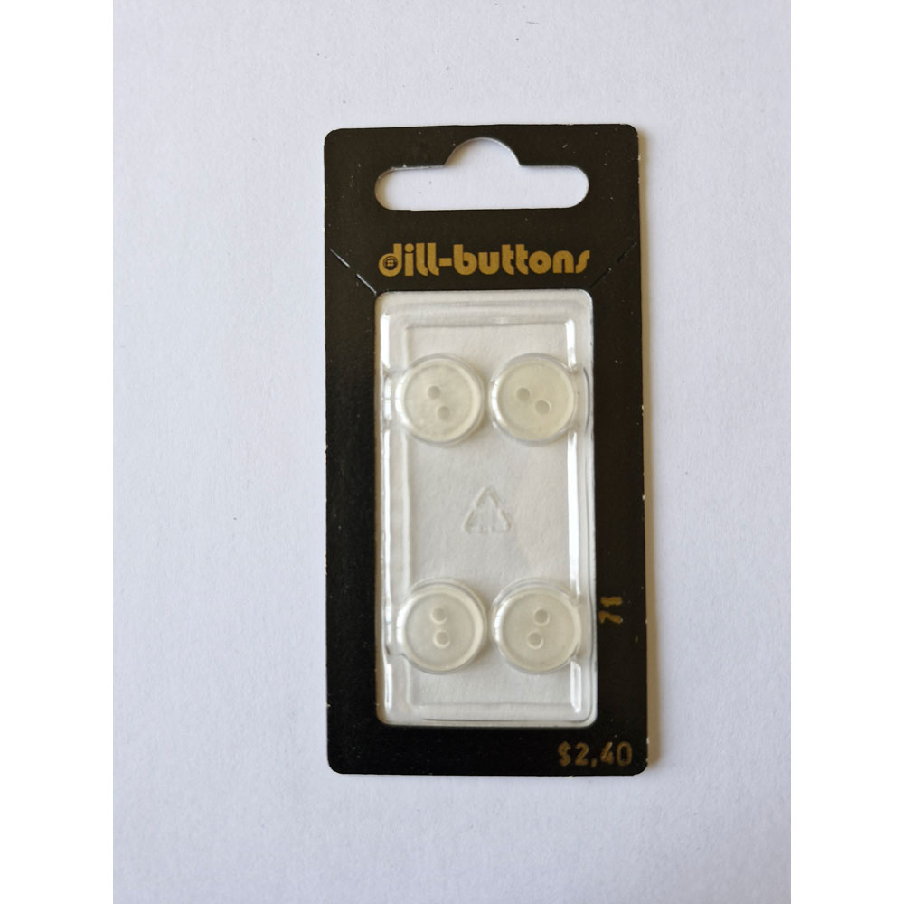 Button - 0071 - 11 mm - White - by Dill Buttons of America