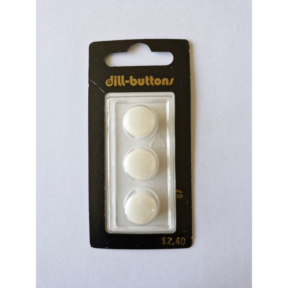 Button - 0087 - 13 mm - White - by Dill Buttons of America