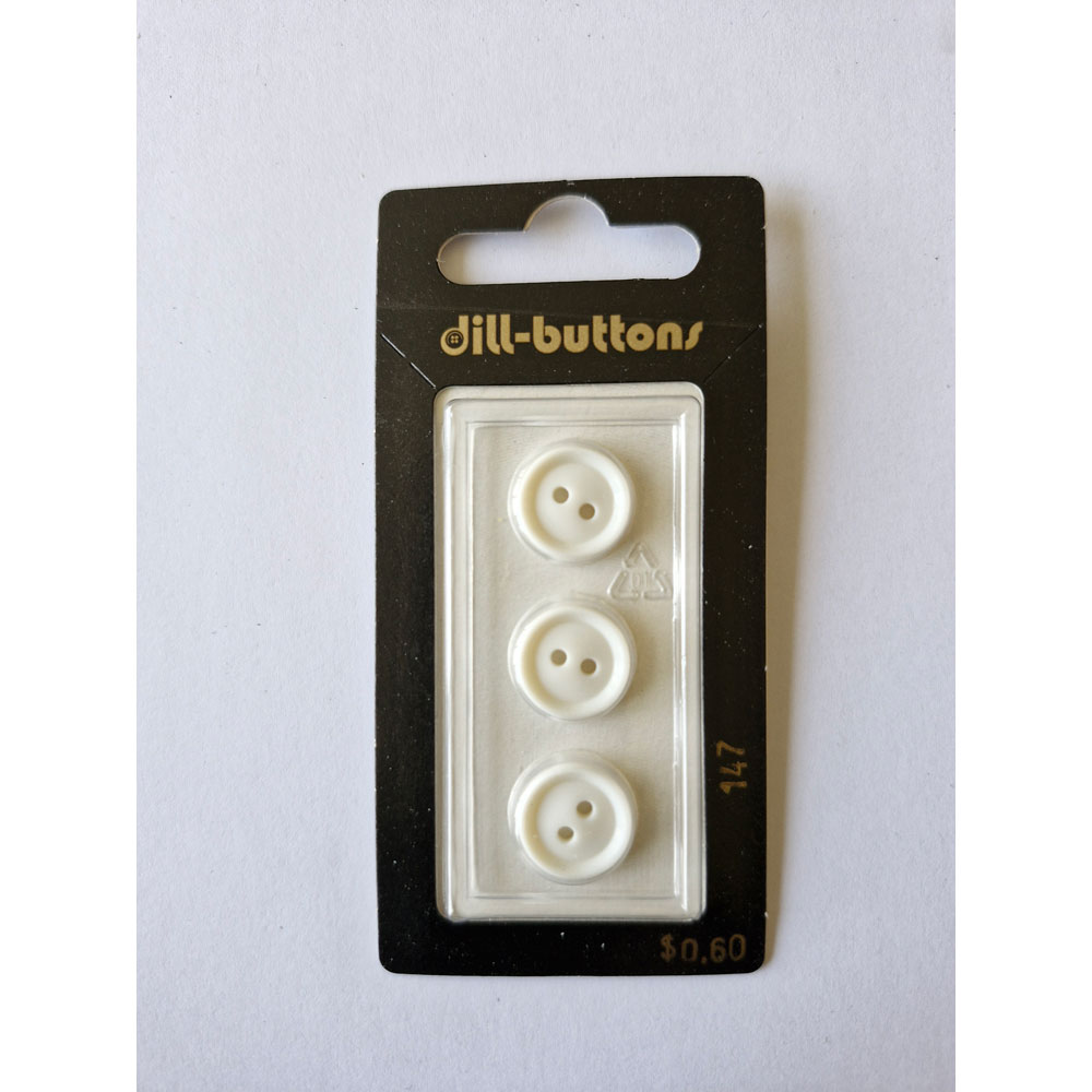 Button - 0147 - 13 mm - White - by Dill Buttons of America