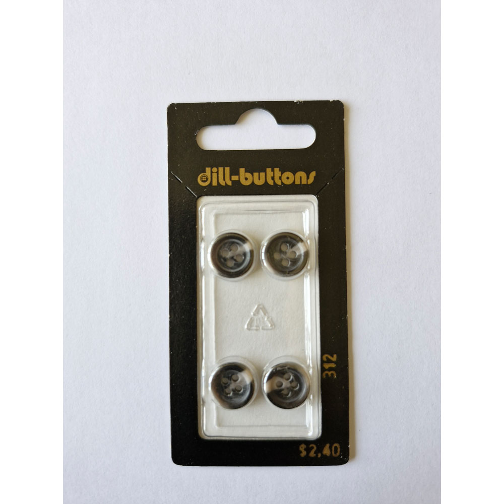 Button - 0312 - 11 mm - Black and Grey - by Dill Buttons of America