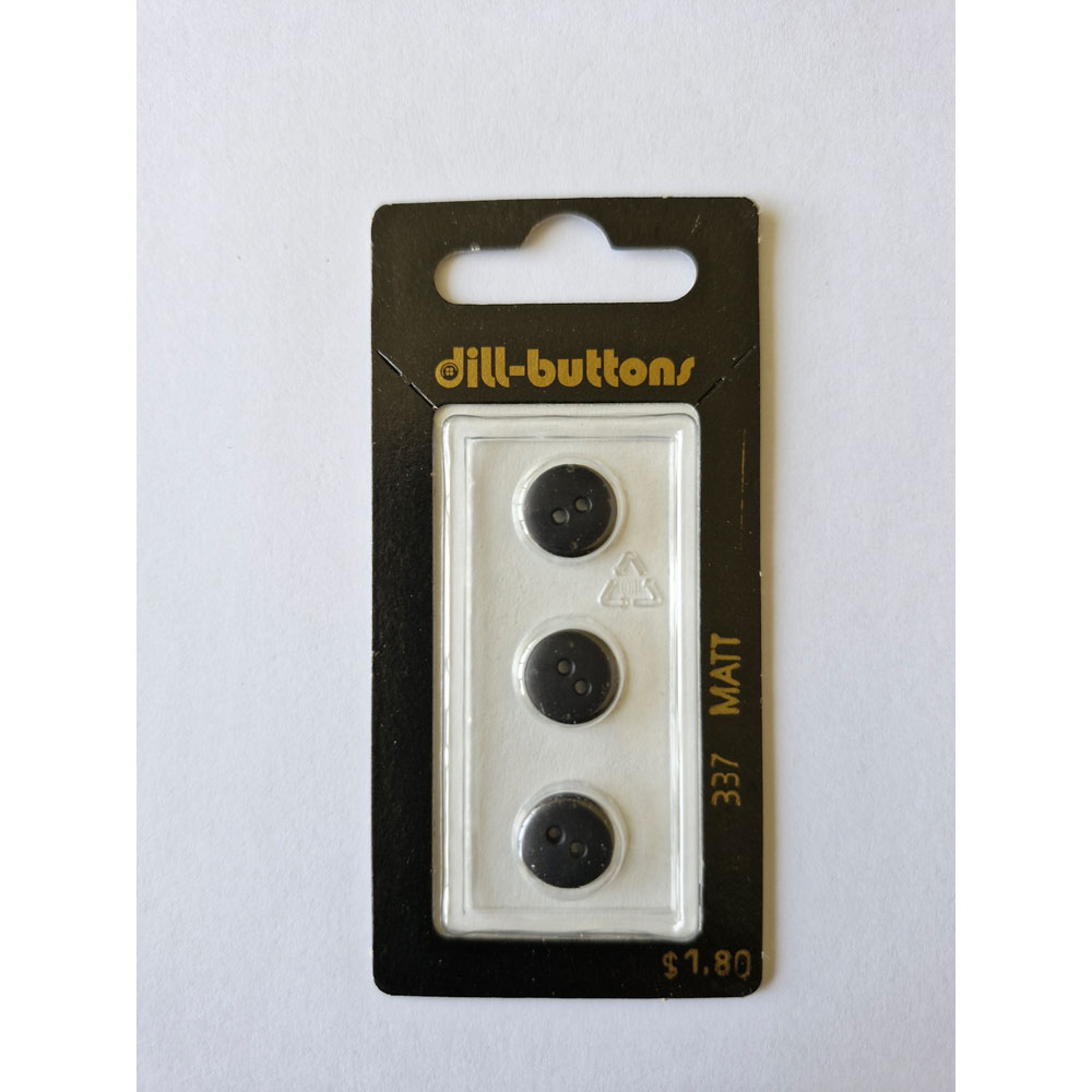 Button - 0337 - 11 mm - Black - Matt - by Dill Buttons of America