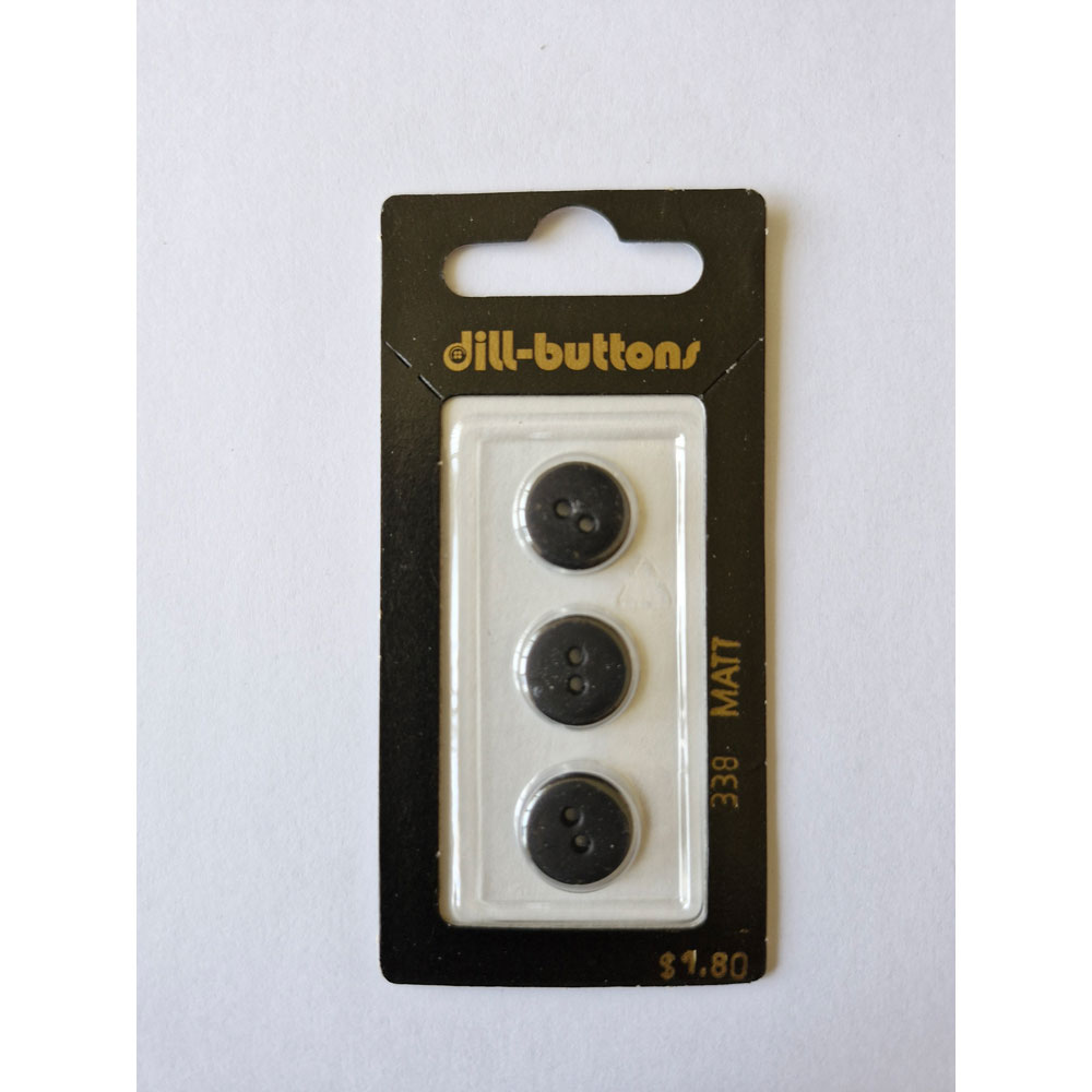 Button - 0338 - 13 mm - Black - Matt - by Dill Buttons of America