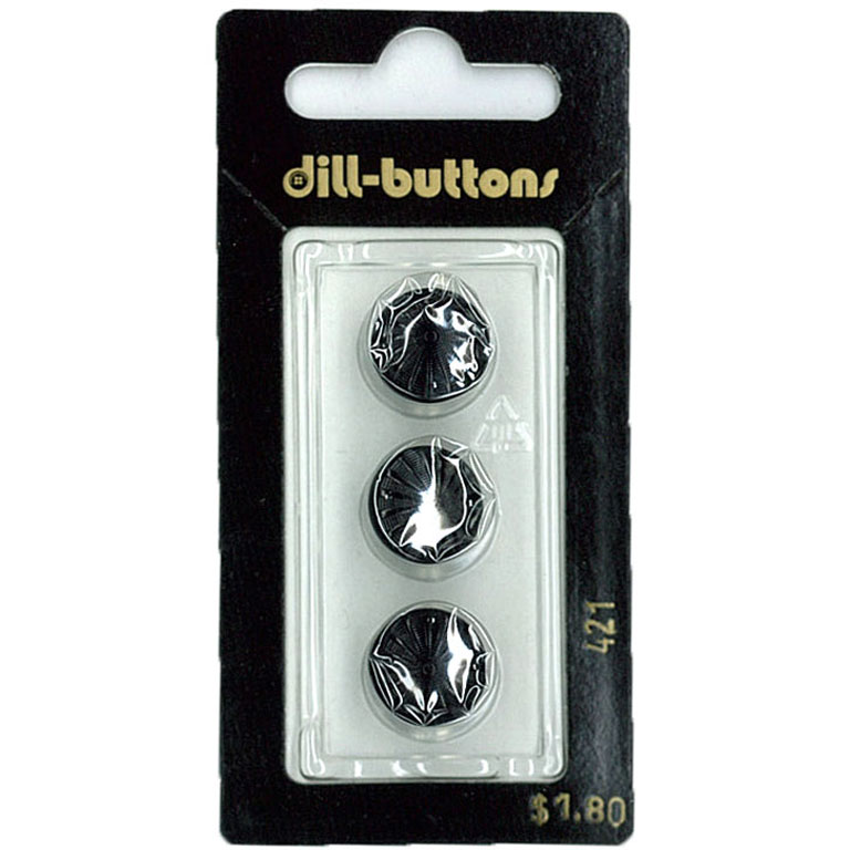 Button - 0421 - 13 mm - Black - by Dill Buttons of America
