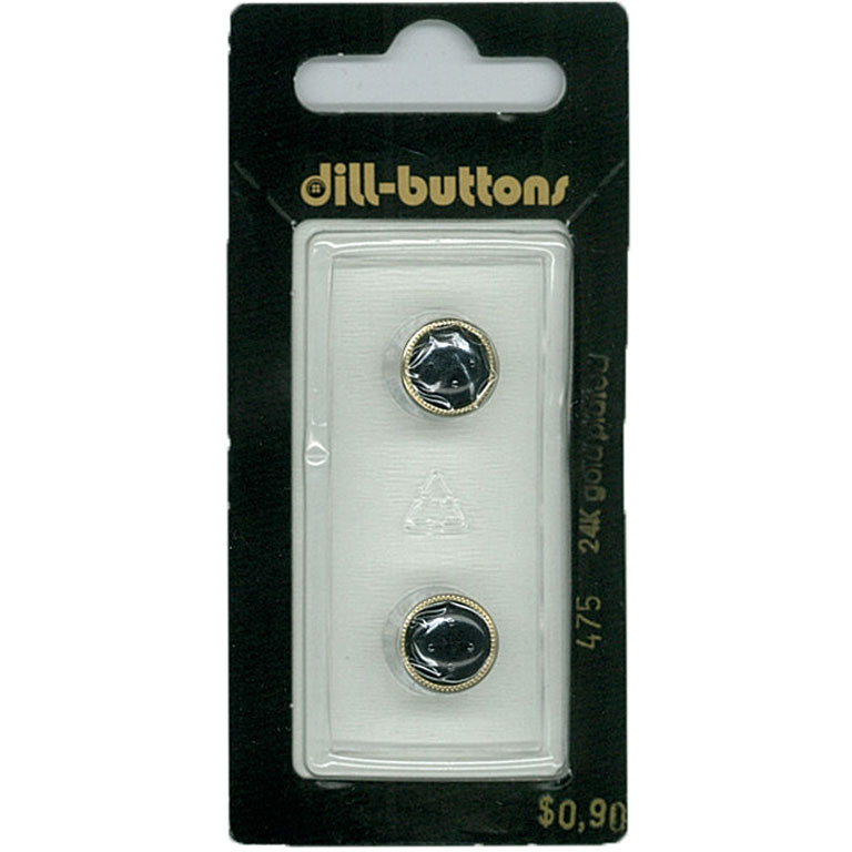 Button - 0475 - 11 mm - Black with gold - 24K Gold Plated - by Dill Buttons of America