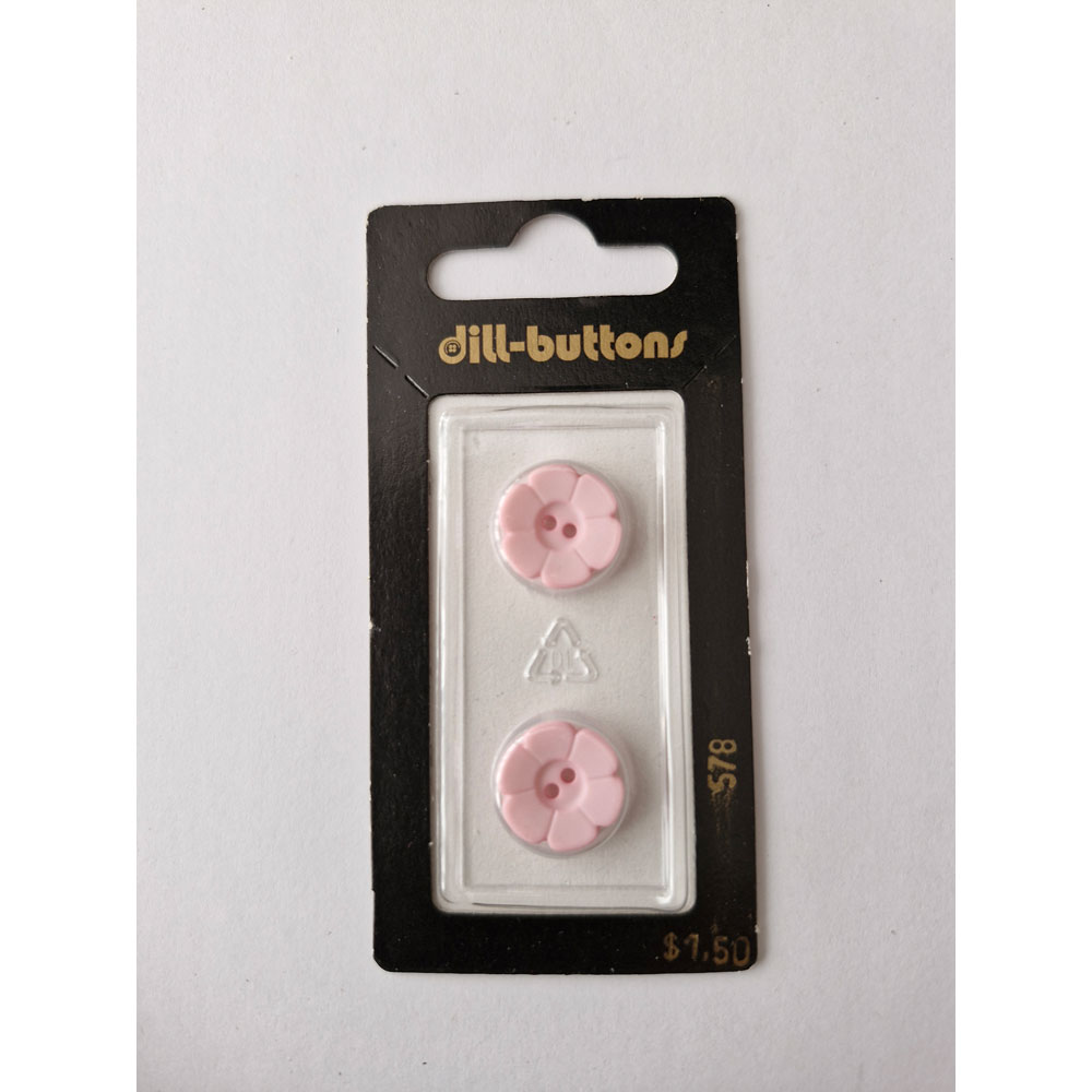 Button - 0578 - 15 mm - Pink - by Dill Buttons of America