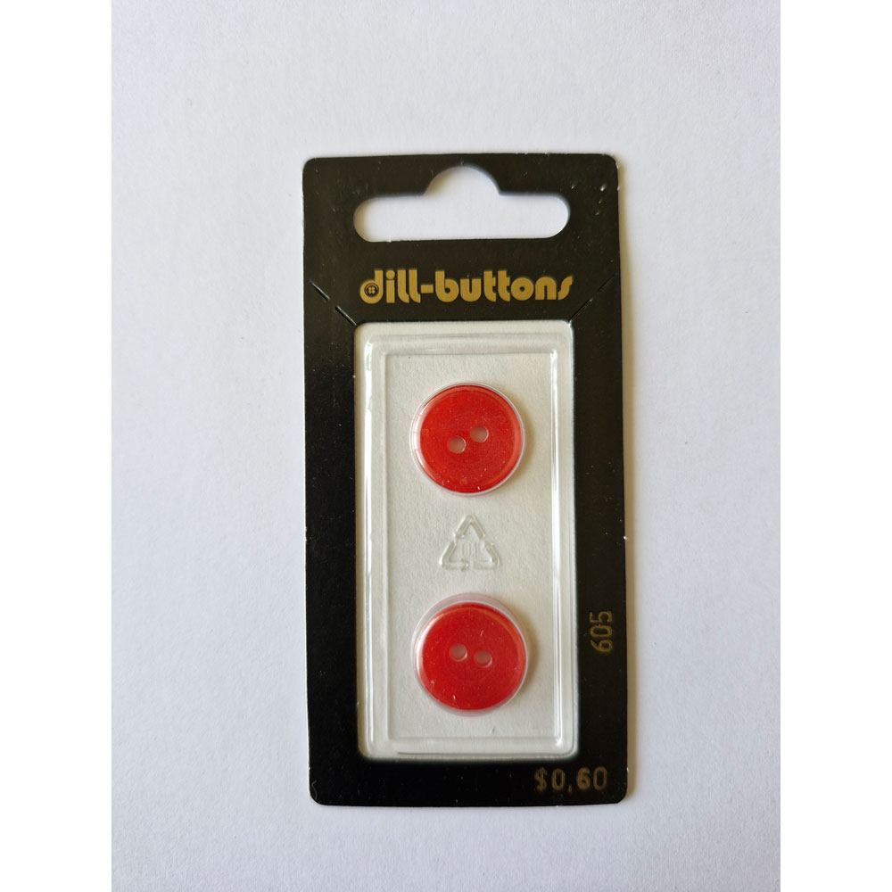 Button - 0605 - 15mm - Red - by Dill Buttons of America
